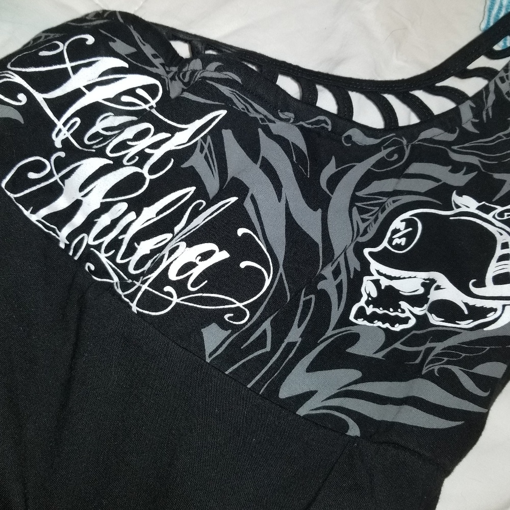 Metal mulisha one shoulder caged shirt